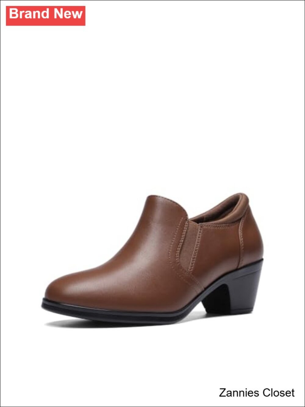 ✨ DREAM PAIRS Faux Leather Women's Pumps Block Heel Zip-Up Office Shoes